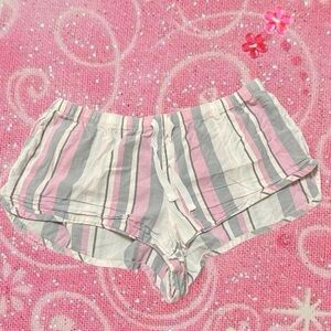 Victoria's Secret Pink, Gray & Cream Striped Sleep Shorts